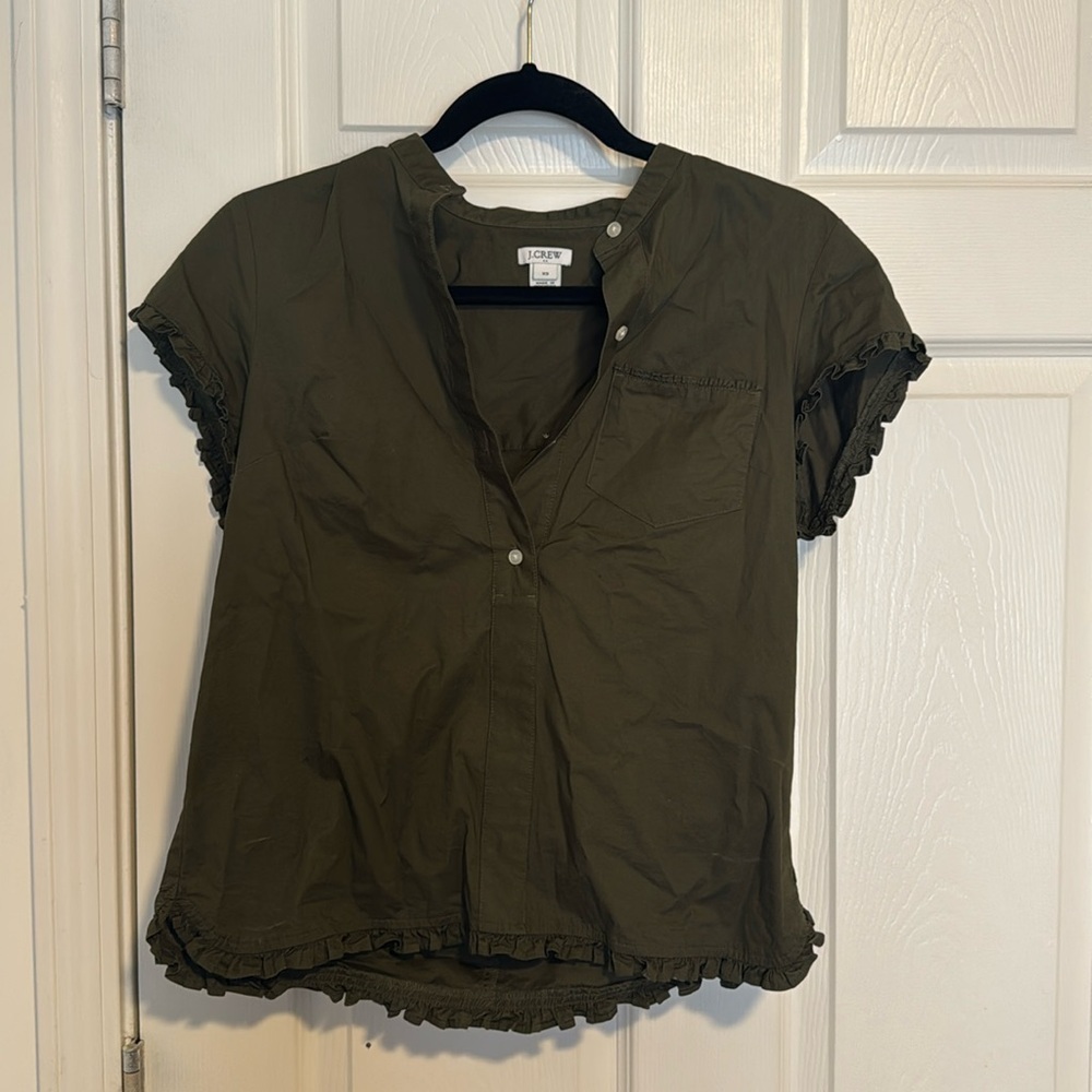 Women’s j crew army green blouse